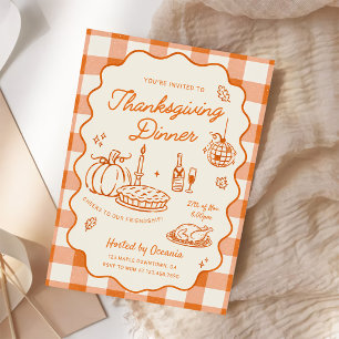 Orange Karo Thanksgiving-Essen Einladung
