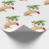 Orange Kätzchen-Weihnachtspapier Geschenkpapier (Ecke)