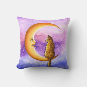 Orange Katze auf dem Mond 673 Kissen