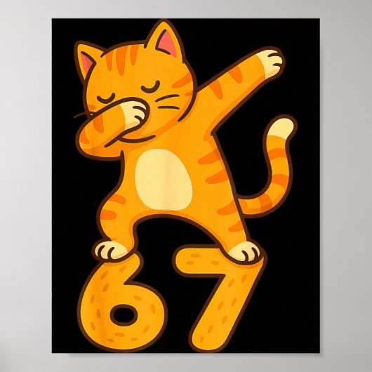 Orange Katze Dabbing Lustig 67 Sechs Sieben Meme  Poster (Vorne)