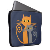 Orange Katze, graue Katze Laptopschutzhülle (Vorne Rechts)