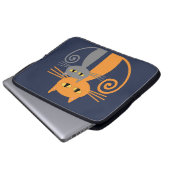 Orange Katze, graue Katze Laptopschutzhülle (Vorne Knopf)