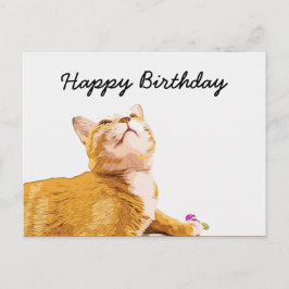 Orange Katze im weißen Hintergrund Geburtstag Postkarte