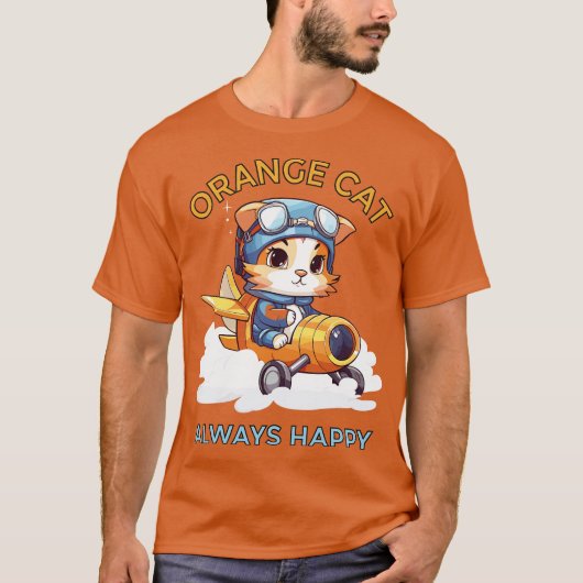 Orange Katze immer glücklich T-Shirt (Vorderseite)