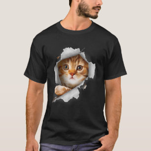Orange Katze Katze zerrissen Stoff Kätzchen T-Shirt