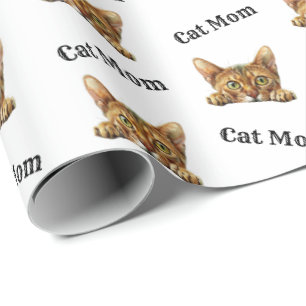 Orange Katze Mama Wasserfarbe Abessinier Muster Geschenkpapier