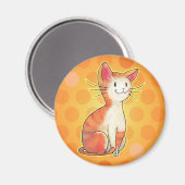 Orange Katze mit Dot Magnet (Vorderseite/Rückseite)