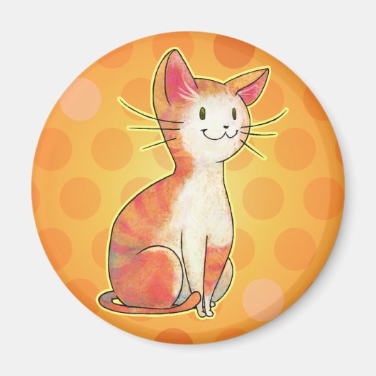 Orange Katze mit Dot Magnet (Vorne)