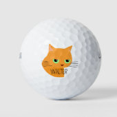 Orange Katze mit Individuelle Name Funny Cat Golfball (Vorderseite)