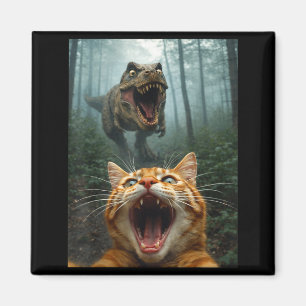 Orange Katze Selfie mit T-Rex Dinosaurier Lustige  Magnet