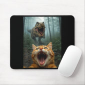 Orange Katze Selfie mit T-Rex Dinosaurier Lustige  Mousepad (Mit Mouse)
