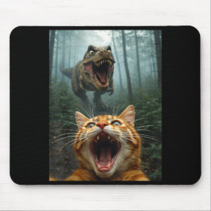 Orange Katze Selfie mit T-Rex Dinosaurier Lustige  Mousepad