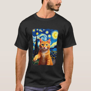 Orange Katze Selfie  Sternennacht Katze Mama Katze T-Shirt