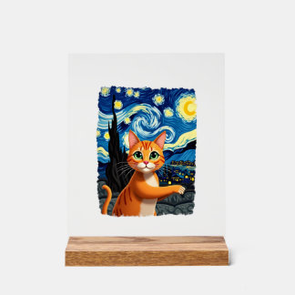 Orange Katze Selfie  Sternennacht Katze Mutter Kat Acrylschild
