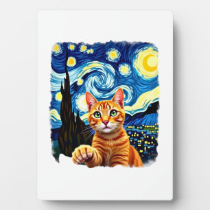 Orange Katze Selfie Sternennacht Katzenmutter Kat Fotoplatte