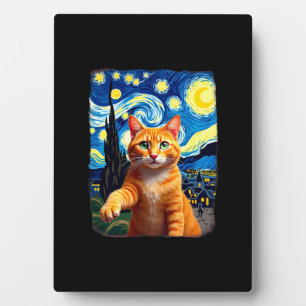 Orange Katze Selfie  Sternennacht Katzenmutter Kat Fotoplatte