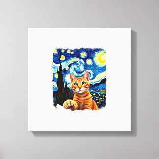 Orange Katze Selfie  Sternennacht Katzenmutter Kat Leinwanddruck