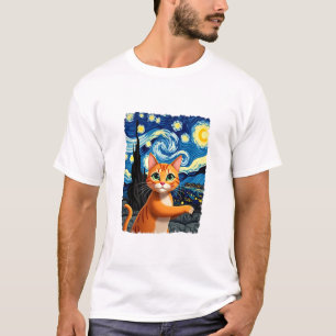 Orange Katze Selfie  Sternennacht Katzenmutter Kat T-Shirt