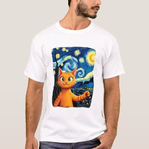 Orange Katze Selfie  Sternennacht Katzenmutter Kat T-Shirt