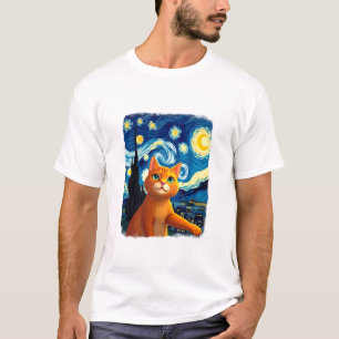 Orange Katze Selfie  Sternennacht Katzenmutter Kat T-Shirt