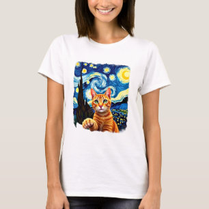 Orange Katze Selfie Sternennacht Katzenmutter Kat T-Shirt