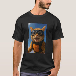 Orange Katze Sky Diving Taucher Tierliebhaber Zoo T-Shirt
