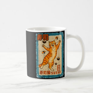 Orange Katze springt mit Sushi Japanisches Essen M Kaffeetasse