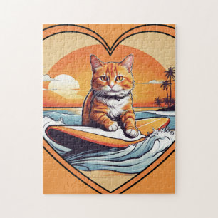 Orange Katze Surfen Puzzle