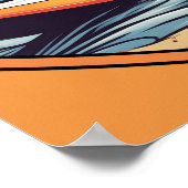 Orange Katze Surft Poster (Ecke)