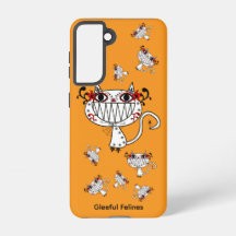 Orange Katzen-Handyhülle Galaxy – Fröhliche Katzen
