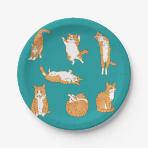 Orange Katzen lustig Pappteller