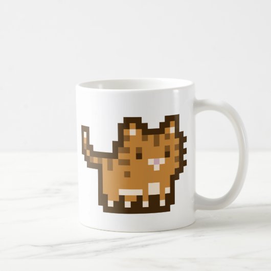 Orange Katzen-Pixel-Kunst-Tasse Kaffeetasse (Rechts)