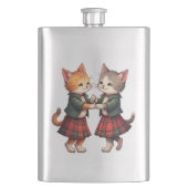 Orange Katzen tanzen Scottish Ceilidh Flachmann (Vorderseite)
