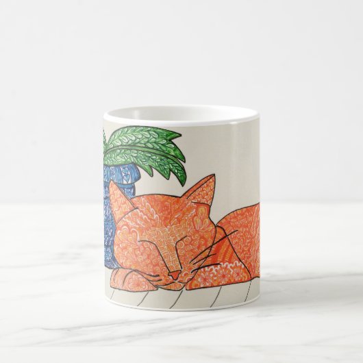 Orange Katzen-Tasse Kaffeetasse (Mittel)