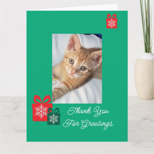 Orange Katzenfoto-Text Anpassen Dankeskarte