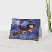 Orange Katzenhexe Halloween Karte (Rückseite)