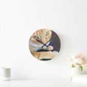 Orange Katzennahaufnahme Runde Wanduhr (Zuhause)