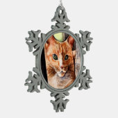 Orange Katzenschneeflockeverzierung Schneeflocken Zinn-Ornament (Links)