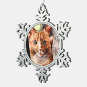 Orange Katzenschneeflockeverzierung Schneeflocken Zinn-Ornament (Rechts)