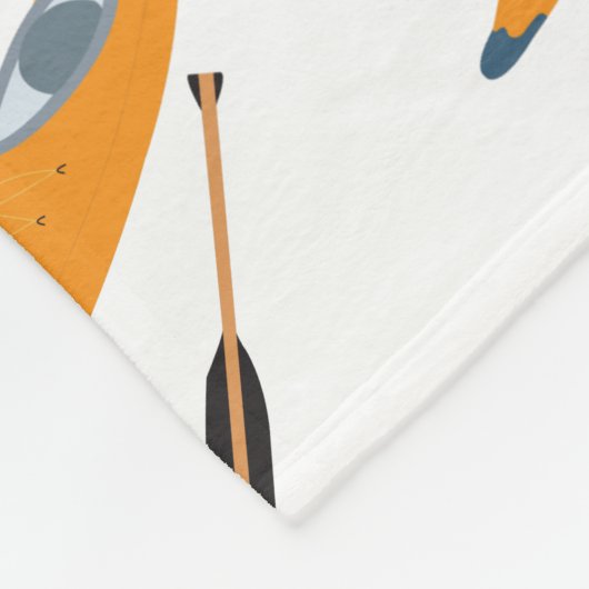 Orange Kayak mit Oars Fleecedecke (Ecke)