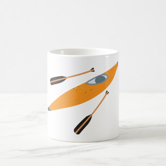 Orange Kayak mit Oars Kaffeetasse (Mittel)