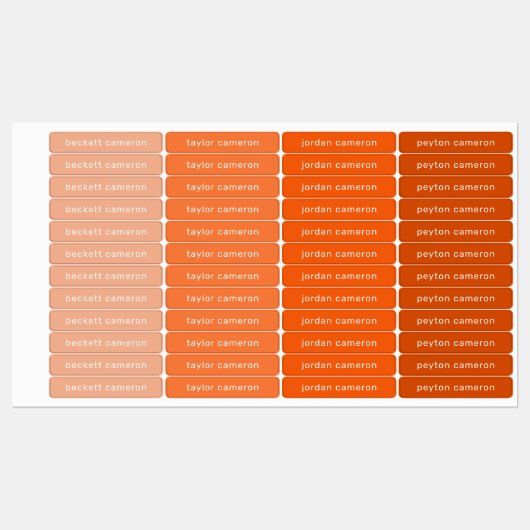 Orange Kids nennen Eisen auf Kleidung Etiketten (Blatt)