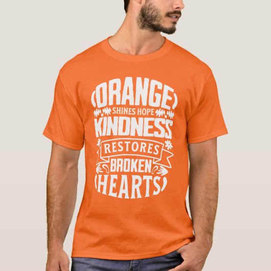 Orange Kindness Wiederherstellung Herz T-Shirt (Vorderseite)