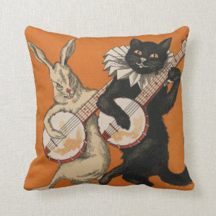 Orange Kissen für Katzen-Liebhaber - Vintage