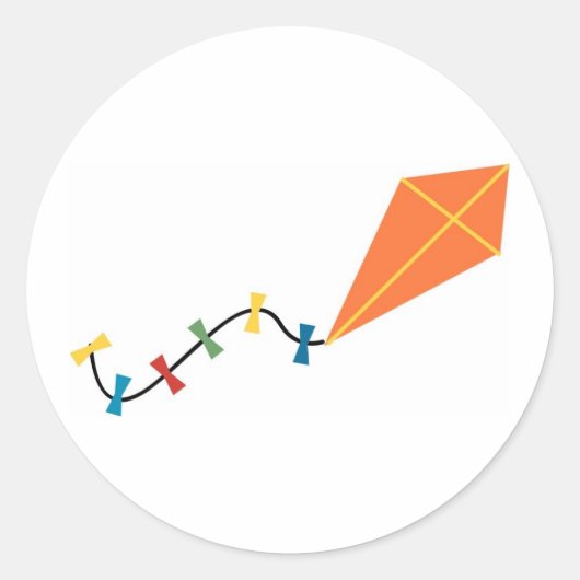 Orange Kite Runder Aufkleber (Vorderseite)