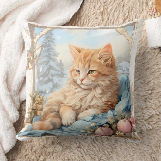 Orange Kitten Blue Clothing Kissen (Decke)