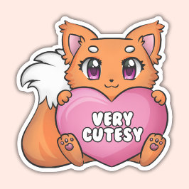 Orange Kitten Holding Heart, Sehr Cutesy Aufkleber