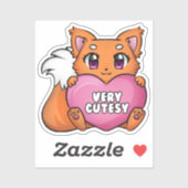 Orange Kitten Holding Heart, Sehr Cutesy Aufkleber (Blatt)