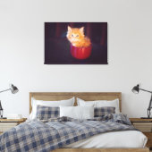 Orange Kitten in roter Tasse Leinwanddruck (Insitu (Schlafzimmer))