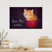 Orange Kitten in roter Tasse Poster (Küche)
